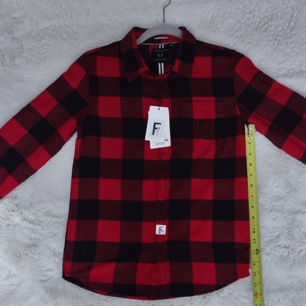 DENIM& FLOWER, Size 13/14,Kids Red and Black Plaid Shirt - Picture 14 of 17